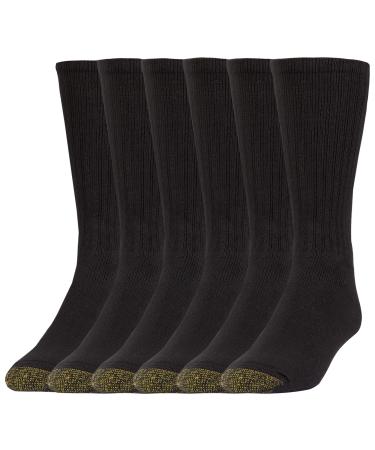 Gold Toe Men's Harrington Crew Socks, Multipairs Large Black (6-pairs)