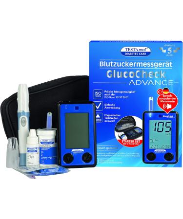 Testamed Glucocheck Advance: Fast & Safe Blood Sugar Measuring Device with Test Strips & Lancet - Buy Online on GoSupps.com