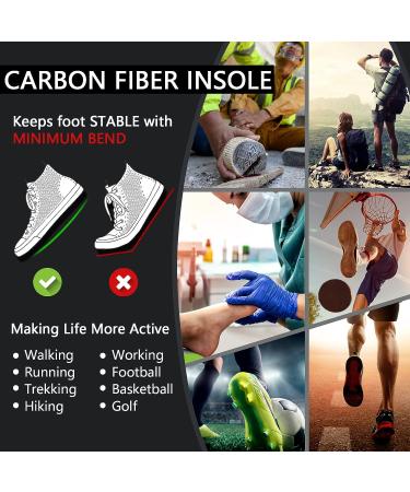 Carbon Fiber Insole for Turf Toe, Foot Fracture & Arthritis - 1 Pair 295 mm for Men/Women - Rigid Shoe Insert for Toe Injury Recovery - Buy Online on GoSupps.com