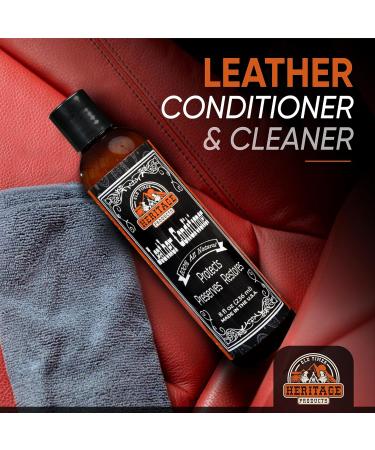 Heritage Products Leather Conditioner - All Natural Cleaner & Softener for Furniture Car Seats Boots & Jackets - Vitamin E Enriched 8 oz - Buy Online on GoSupps.com