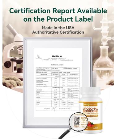 Liposomal Berberine with Ceylon Cinnamon 1200MG - GLP-1 Friendly, High-Absorption Berberine Supplement, Natural Body Balance Support - Non-GMO, 60 Veg Capsules, Made in USA, Lab Tested 60 Count (Pack of 1) - Buy Online on GoSupps.com