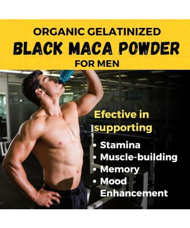 Inca's Gold Organic Black Maca Gelatinized Root Powder for Men - 170g | Boost Energy & Stamina | International Shipping Available - Buy Online on GoSupps.com
