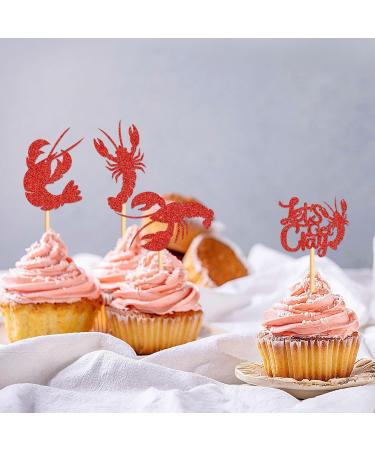 Ercadio 24 Pack Crawfish Cupcake Toppers Red Glitter Lobster Cupcake Picks Ocean Lobster Theme Party Baby Shower Birthday Party Cake Decorations Supplies New Red - Buy Online on GoSupps.com