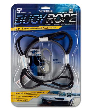 BuoyRope | The Revolutionary Docking Line, 2-in-1 Boat Rope Adjusts Fender Height and Ties Off Your Boat Black