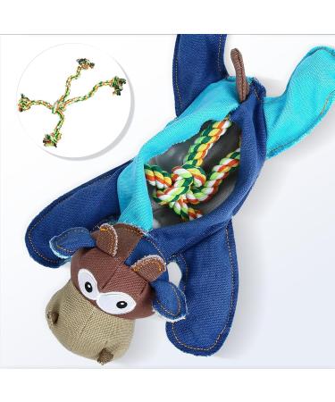 Iokheira Dog Toys - Squeaky Tug Toys for Large Medium & Small Dogs - Wrinkle Paper Stuffed Playtime Fun in Blue & Brown - Buy Online on GoSupps.com