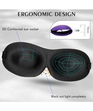 Bonuci 12 Pack Sleep Mask Blackout 3D Eye Mask - Ultralight Night Blindfold for Men Women | Adjustable Strap for Travel, Side and Back Sleepers - Purple Black Blue - Buy Online on GoSupps.com