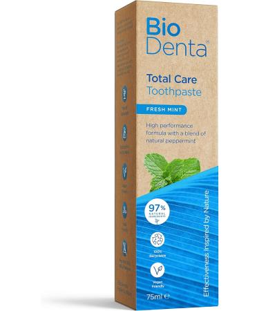  BioDenta Total Care Whitening Toothpaste 75ml - Pack of 3 - 98% Natural Vegan Vegetarian and Halal - SLS PEG and Paraben Free - Pack of 3 - Buy Online on GoSupps.com