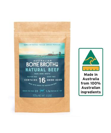 100g Australian Beef Bone Broth Concentrated Powder - Gluten Free, No Spices/Herbs | Made in Australia | Instant Healthy Beverage - Buy Online on GoSupps.com