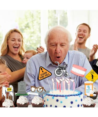 36 Pieces Over The Hill Cupcake Toppers Old Age Cake Decorations Funny Over The Hill Birthday Decor Old People Retirement Party Supplies - Buy Online on GoSupps.com