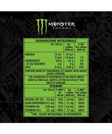  Monster Monster Energy Ultra Paradise - 24 x 500ml cans Zero Sugar and Low Calorie Energy Drink Light and Refreshing Kiwi and Lime Flavored Energy Drink - Buy Online on GoSupps.com