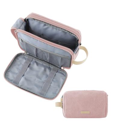 Toiletry Bag for Women BAGSMART Travel Toiletry Organizer Dopp Kit Water-Resistant Shaving Bag for Toiletries Accessories Pink Canvas Pink Canvas -Medium