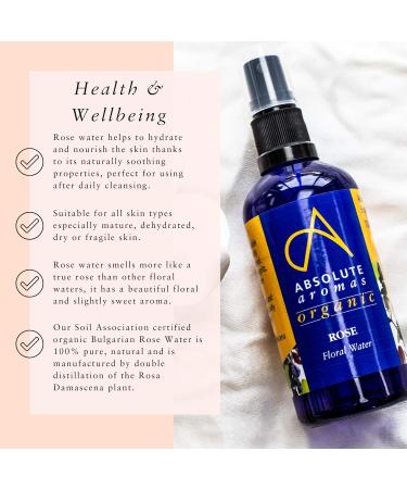 Absolute Aromas Certified Organic Bulgarian Rose Water - 100% Pure Natural Nourishing and Hydrating Facial Toner - A Sweet and Versatile Floral Water Suitable for All Skin Types (1L) Rose Water 100 ml (Pack of 1) - Buy Online on GoSupps.com