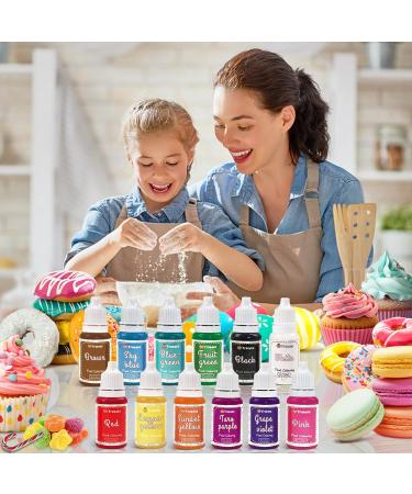 12 Colors x 10ml Food Coloring Set for Baking & Cake Decorating - Food Grade Dye for Fondant, Slime Making, DIY Supplies - 0.35 Fl. oz/Bottles - Buy Online on GoSupps.com