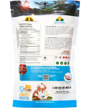 No Yolking Egg White Protein Powder by Muskoka Mornings (500g) | 25.5g of Protein per 30g Serving | Gluten Dairy & Sugar Free Low-Carb | Keto Paleo & Diabetic-friendly Vegetarian | Unflavoured 1-Pack - Buy Online on GoSupps.com