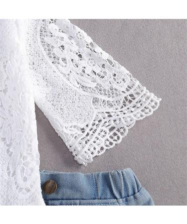 Baby Girl White Lace Ruffle Romper Top + Jeans Shorts Clothing Set 18-24 Months - Buy Online on GoSupps.com