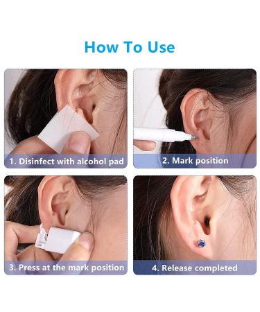 Hyjlpaf Self Ear Piercing Gun Kit - 2 Pack Disposable Ear Piercings with 14 Studs - Buy Online on GoSupps.com