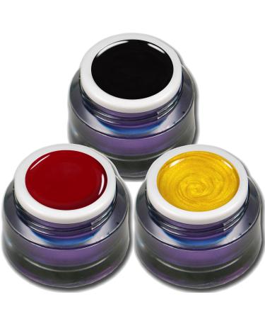 3x 5ml Color Gel Set Black Red Gold Germany EM World Cup Football Premium Colorgel RM Beautynails