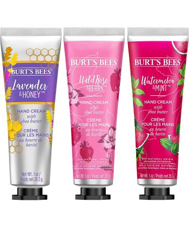 Burt's Bees Hand Cream Trio Gift Set - Lavender Honey, Watermelon Mint, Wild Rose Berry Shea Butters | Body Care Stocking Stuffers - Buy Online on GoSupps.com