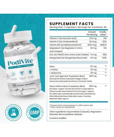PodiVite Foot Pain Relief Supplement with Turmeric & Boswellia Serrata - 360 Count x 3 | Zen Nutrients - Buy Online on GoSupps.com