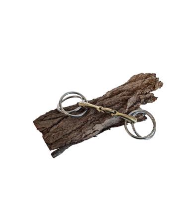 Esposita double ring snaffle bit - double jointed - brass mouthpiece - stainless steel rings (8.0cm - 19.5cm) 9.0cm