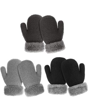 TAGVO Toddler Warm Gloves Windproof Baby Boys Girls Gloves 3 Pairs Winter Kids Boys Girls Sherpa Lined Knitted Mittens Baby Mittens For Outdoor Sports Ski Skating Multicoloured1 - Buy Online on GoSupps.com