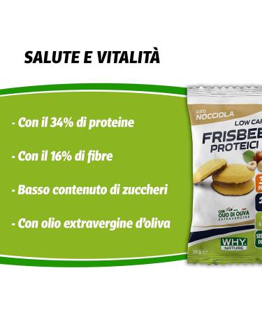  WHY NATURE WHY NATURE LOW CARB PROTEIN FRISBEE - Chocolate-based protein biscuits - Gluten-free for a protein-rich breakfast - Hazelnut flavor - 36g - Buy Online on GoSupps.com
