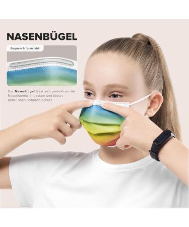 Rainbow Classic 100pc Disposable Face Masks - Small Size - Made in Germany - Breathable Triple Layer - CE Certified - 99.78% Filtration - Elastic Earloops - Buy Online on GoSupps.com