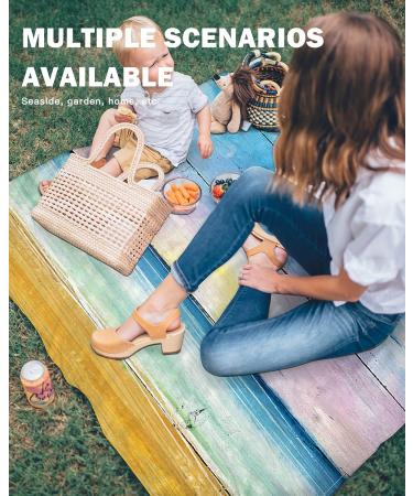 Watercolor Vintage Wooden Planks Beach Blanket 95x80in - Waterproof Sandproof Picnic Blanket for Camping & Travel - Lightweight & Extra Large Beach Mat with Stakes - Blue Sky Ocean Design - Buy Online on GoSupps.com