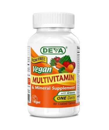 Deva Vegan Multivitamin & Mineral Supplement Iron Free 90 Coated Tablets