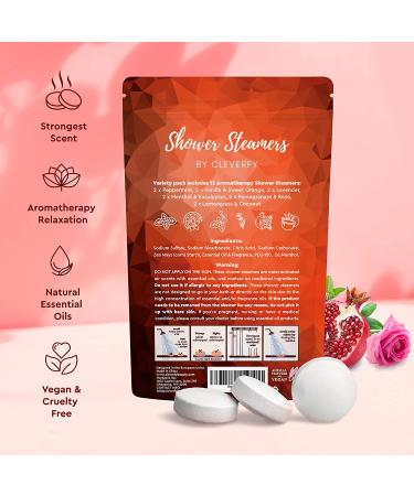 Cleverfy Shower Steamers - 12 Aromatherapy Shower Bombs with Essential Oils | Peppermint, Lavender, Vanilla & More - Buy Online on GoSupps.com