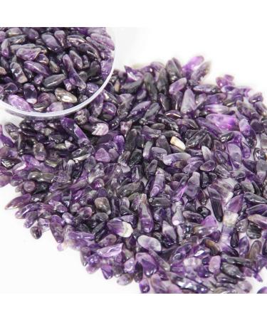 Orientrea 1.1lb Natural Crushed Amethyst Crystal Tumbled Chips-Healing Crystals Chips Bulk, Crushed Crystal Gemstones for Crafts, Beautiful Package for Gift (Amethyst)