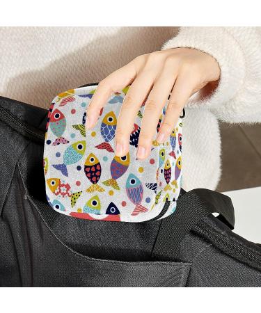 Colorful Fish Pattern Sanitary Napkin Storage Bag - Menstrual Period Kit Pouch for Women, Teens - 10 Colors - Buy Online on GoSupps.com