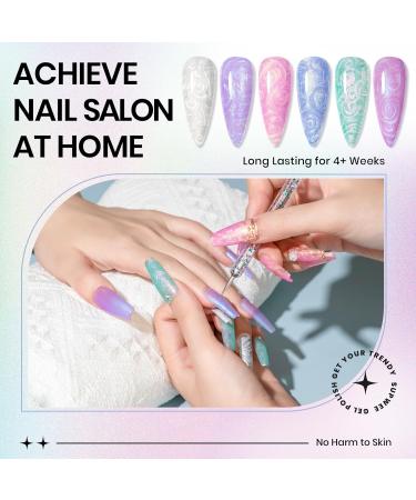 Supwee Pearl Gel Nail Polish 6 Colors Glitter Thread Shimmer Mermaid Gel Polish Kit Soak Off UV LED Shiny Pearlescent Shell Effect Nail Art Manicure 165 - Buy Online on GoSupps.com