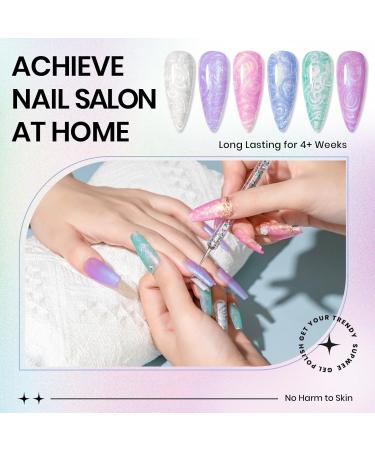 SUPWEE Pearl Shell Gel Polish 6 Colors Shell Thread Glitter Gel Nail Polish Shimmer Mermaid Soak Off UV LED Gel for Salon Home DIY Manicure LW165 - Buy Online on GoSupps.com