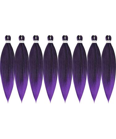 LDMY Pre-Stretched Braiding Hair Extensions - 8PCs 26inch Ombre Purple Synthetic Kanekalon Braids for Stylish Looks - Buy Online on GoSupps.com