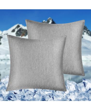 Homfine cooling pillow cover 2er set - 80x80 cow mat for humans cooling pools night sweats super soft side sleeper pillow cushion cover ARC chill cooling fiber double -sided cooling summer gray gray 80x80 cm
