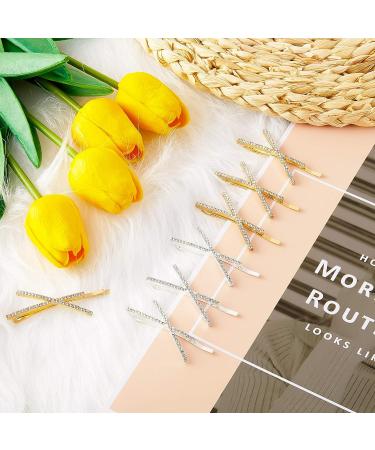 10-Piece Rhinestone X-Shaped Hair Pins | Cute & Shiny Hair Accessories for Women & Girls - 2 Colors - Buy Online on GoSupps.com