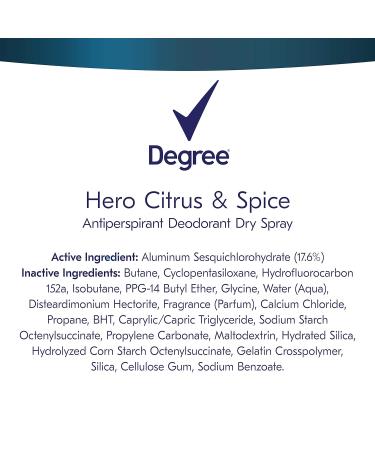 Degree Antiperspirant Deodorant Dry Spray for Men 3.8 oz - Pack of 3 - Citrus & Spices - 72 Hour Sweat & Odor Protection - Buy Online on GoSupps.com