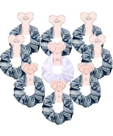 9 Pieces Satin Bridesmaid Scrunchies Hair Ties I Can't Tie The Knot Without You Bridesmaid Proposal Presents for Wedding Bachelorette Party Bridal Shower Bride Favors (Light Blue and White)