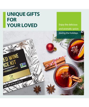 Soeos Mulled Wine Spice Kit - 2.96 oz (0.74 oz*4) - Six Premium Spices for Mulled Wine - Buy Online on GoSupps.com