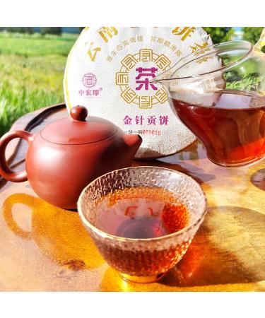 HQZM Selected Palace Golden Bud Puerh Tea Cake Black Tea 357g Old Ancient Tree Ripe Puer Tea - Buy Online on GoSupps.com