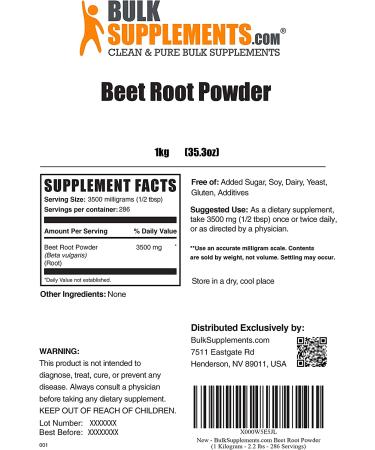 Organic Beet Root Powder - Natural Pre Workout Supplement - Vegan Friendly - 1kg (2.2 lbs) Pack - Buy Online on GoSupps.com