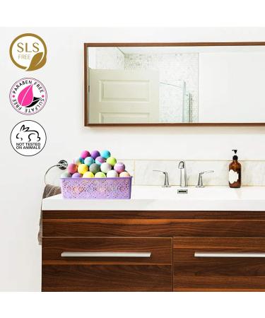 Purelis 40-Count Moisturizing Bath Bombs Gift Basket with Essential Oils & Shea Butter - Organic, Individually Wrapped Bath Bombs in Gift Box - Perfect Gift for Women & Kids - Buy Online on GoSupps.com