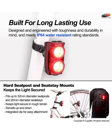 Cygolite Hypershot 250 Lumen Bike Tail Light | 7 Night & Daytime Modes | USB Rechargeable | Compact & Durable - Buy Online on GoSupps.com