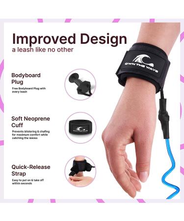 Own the Wave Bodyboard Leash - Premium Coiled Wrist Surf Leash in Bright Blue - Buy Online on GoSupps.com