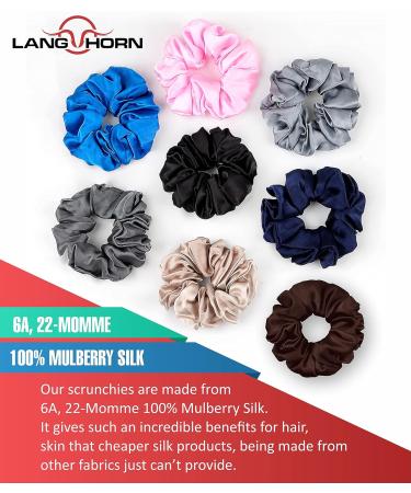 LangHorn Silk Scrunchies 100% Pure Silk 22MM Charmeuse scrunchies for Women & Girl s Hair Care - Silk Hair Ties mulberry hair elastic bands women hair accessories Comfortable Soft silk hair ties 1XBlack - Buy Online on GoSupps.com