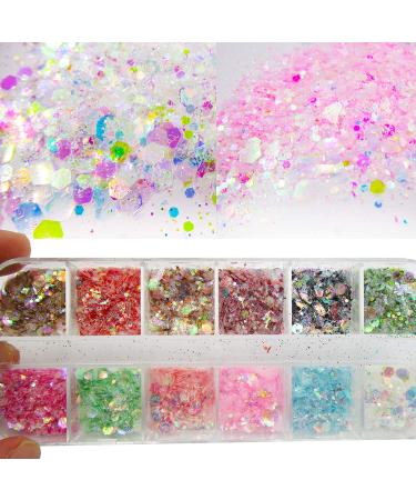 LoveOurHome Holographic Glitter Sequins Set - Hexagon Stars, Butterfly Shapes, Mylar Flakes, Fine Glitter Powder - Nail Art, Crafts, Resin Molds, Makeup - Buy Online on GoSupps.com