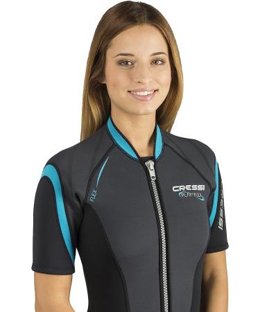 Cressi Women's Shorty Wetsuit - 3mm Neoprene for Scuba Diving, Snorkeling, Windsurfing - XX-Large Black/Aquamarine - Buy Online on GoSupps.com