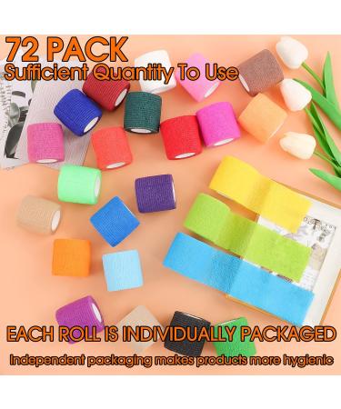 72 Pack Self Adhesive Bandage Wrap | 2 x 5 Yard Stretch Bandage | Breathable Cohesive Wrap for Pets & Sports | Wrist, Ankle, Swelling & Sprains | 24 Colors - Buy Online on GoSupps.com
