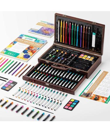 Norberg & Linden XXL144 Art Set: Deluxe Wooden Box with Crayons, Oil Pastels, Watercolor Paints, Colored Pencils, Sharpener, Sketch Pad - Ideal for Adults and Kids - Buy Online on GoSupps.com